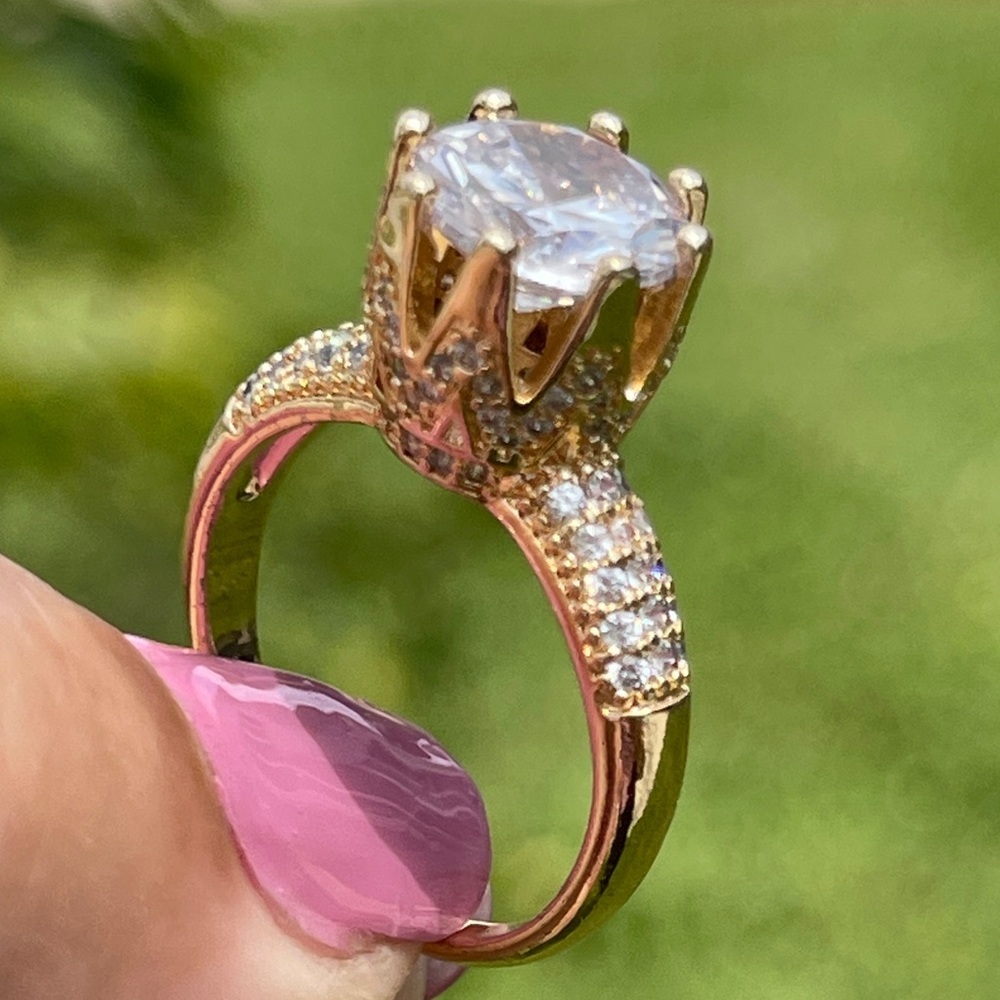 14K Gold Plated Princess Ring Size 8